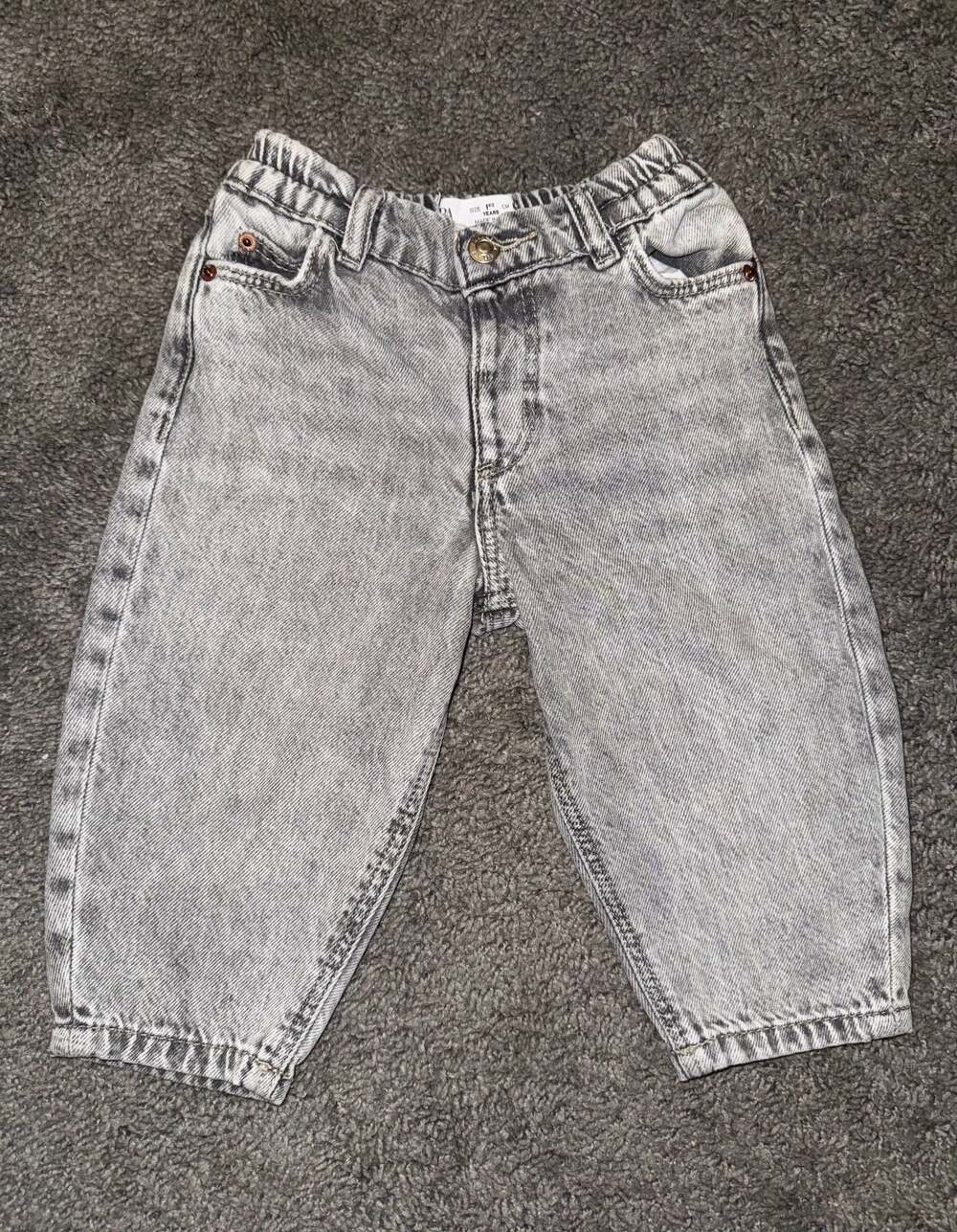 Zara Toddler Acid Wash barrel Baggy Denim Jeans